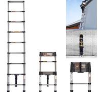 AUTOFU Extension Ladder Multi-purpose Ladder Telescopic Ladder, 3.8m Stainless Steel Foldable Ladder, 150kg / 330lbs Max Load Capacity Telescoping Ladder for Garage Home Loft Warehouse