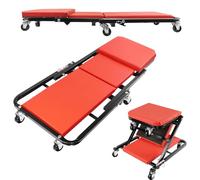 AUTOFU Folding Car Creeper 2-in-1 | Heavy Duty Crawler Board Lay Down or Sit Chair | Mechanics Mat with Padded Support | 6 Rotatable Wheels | Home Workshop Garage | Max Load 150KG | Red