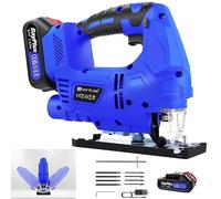 AUTOFU Jigsaw, Cordless Jigsaw 1200W Electric Brushless Jigsaw, 3000SPM Cutting Tool, with Battery & Charger 4 Orbital Sets, ±45° Bevel Cutting Angle, Mini Jig Saw for Wood and Metal Cutting