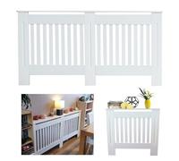 AUTOFU Radiator Cover White Modern MDF Wood Cabinet Vertical Slats Radiator Covers Small H 82 x W 78 x D 19 cm Radiator Shelf Heater Covers Thicken Wooden Hallway Home Office Furniture Decorative