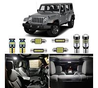 AUTOGINE 6 Piece CANBUS LED Interior Light Kit for Jeep Wrangler JK 4-Door 2007 2008 2009 2010 2011 2012 2013 2014 2015 2016 2017 Super Bright 6000K White Interior LED Bulbs Package + Install Tool