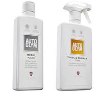 Autoglym AG 053258 Metal Polish, 325ml & Vinyl And Rubber Care, 500ml - Fresh Lemon Scented Interior Car Cleaner Spray Designed To Protect Your Dashboard and Other Interior Plastics