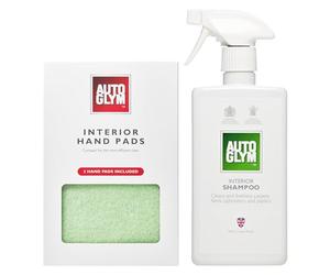 Autoglym Interior Shampoo, 500ml - Car Interior Shampoo That Cleans and Freshens Carpets, Fabrics, Upholstery and Plastics + Autoglym Interior Hand Pads, 2 Pack, Car Cleaning Pads, Lift Dirt With Ease
