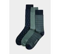 Autograph 3 Pack Assorted Design Mercerised Cotton Rich Socks Green Mix