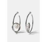 Autograph Fresh Water Pearl Hoop Earrings Silver