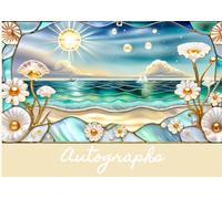 AUTOGRAPH GUEST BOOK * SEASHELL BEACH Stained Glass Art Floral Botanical Ocean Marine Sea Coastal Seaside TRAVEL JOURNAL NOTEBOOK: ֍Lined & ... Bridesmaid Wedding Event Party Favor Gift