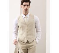 Autograph Italian Performance Linen Blend Waistcoat Stone