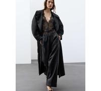 Autograph Leather Mid Rise Straight Leg Turn Up Trousers Black