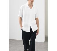 Autograph Linen Blend Short Sleeve Shirt White