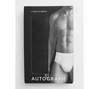 Autograph male 3pk Supima® Cotton Drop Needle Brief Box - XL - Black, White,Black