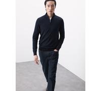 Autograph male Pure Extra Fine Merino Wool Half Zip Jumper - LREG - Navy, Charcoal,Navy,Smokey Green,Dusty Blue,Dove,Dark Pewter,Chestnut,Black,Dark Khaki,Light Stone