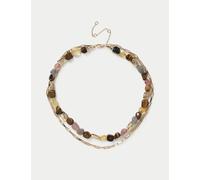 Autograph Natural Stone Glass Multirow Necklace Multi