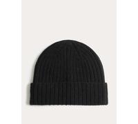 Autograph Pure Cashmere Knitted Beanie Hat Black