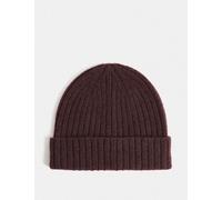 Autograph Pure Cashmere Knitted Beanie Hat Dark Burgundy