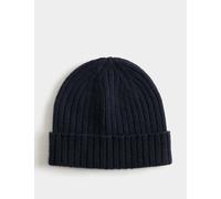Autograph Pure Cashmere Knitted Beanie Hat Dark Navy