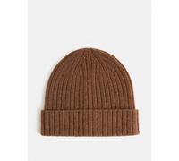 Autograph Pure Cashmere Knitted Beanie Hat Medium Brown