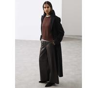 Autograph Pure Merino Wool Ribbed Crew Neck Jumper Chocolate