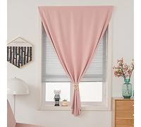 Autohesion Curtains for Kitchen Bedroom, Blackout Curtains Portable Thermal Lnsulated Windows Drapes 1 Panel, No Drillng Self Adhesive Curtain No Rod Small Window(90x150cm(35x59inch), Pink)