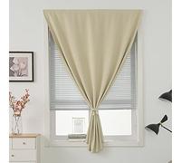 Autohesion Curtains for Kitchen Bedroom, Blackout Curtains Portable Thermal Lnsulated Windows Drapes 1 Panel, No Drillng Self Adhesive Curtain No Rod Small Window(90x150cm(35x59inch), Cream)