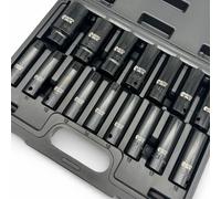 Autojack 1/2" Sq Drive Deep Metric Impact Socket Set 16pc in Black Autojack Black