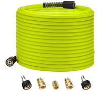 Autojack 1/4" 65Ft/20M 5800 Psi High Pressure Washer Hose, M22 14mm 3/8" Quick Connect Kit For Petrol & Electric Jet Wash