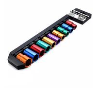 Autojack 10 Piece Socket Set Multi Coloured, 1/2" Square Drive Metric Standard