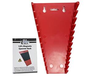 Autojack 12 Piece Spanner Rack, Magnetic Backing for Easy Storage, Wall Mounted Organizer Holder up to 3.5kg for Garage Workshop Use