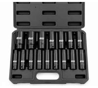 Autojack 16pc Deep Impact Socket Set 1/2 Inch CR-MO Metric 10-32mm Sockets | 16pc 1/2" Drive Deep Metric Socket Set with 6 point design, corrosion-resistant finish and a robust carry case.