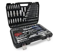 Autojack 216 Piece Metric Socket Set, 1/2" 3/4" 1/4" Drive Bits, Spanners, Torx Screwdriver Ratchet Wrench, Includes Carry Case