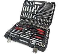 Autojack 216 Piece Socket Set, 1/2" 3/4" 1/4" Drive Bits, Torx Screwdriver Ratchet Wrench, Spanner 8mm - 22mm, Includes Heavy Duty Carry Case