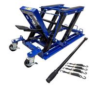 Autojack 400Kg Hydraulic Motorcycle Lift, Motorbike Jack Lifting Dolly 3 Level Height Includes 4 Ratchet Straps