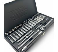 Autojack 41-Piece Socket Set 1/4" Drive Metric & Imperial 4-13mm Standard & Deep Sockets Premium Ratchet Set with Metal Storage Case