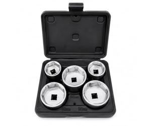 Autojack 5pc Oil Filter Socket Set 3/8" Drive 24-38mm Remover CR-V in Case