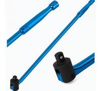 Autojack 600mm Breaker Bar 1/2 Inch Heavy Duty, Socket Wrench, Square Drive Flexi Knuckle for Removing Wheel Nuts, Blue Chrome Finish