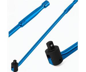 Autojack 750mm Breaker Bar 1/2 Inch Heavy Duty, Socket Wrench, Square Drive Flexi Knuckle for Removing Wheel Nuts, Blue Chrome Finish