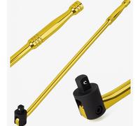 Autojack 750mm Breaker Bar, 1/2" Sq Dr 24" Socket Wrench, Flexi Knuckle Chrome Finish for Removing Wheel Nuts (Gold)