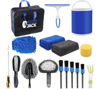 Autojack Car Cleaning Kit, 20 Piece Automotive Care Set, Interior and Exterior Detailing Tools with Microfibre Cloths, Brushes and Storage Bag