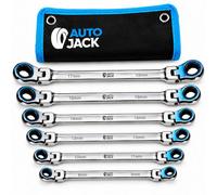 Autojack Flexible Ratchet Wrench Set 6 Piece Extra Long Double Flex Head Metric Sizes