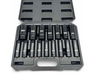Autojack Impact Socket Set 1/2 inch Square Drive Metric 16pcs 10-32mm Long Sockets, Impact 6 Point with Black Strong Case
