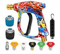 Autojack Pressure Washer Gun 4000PSI M22-14mm 5 Nozzles & Quick Connect Kit | Compact Pressure Washer Gun for Cars, Patios, Driveways & Outdoor Cleaning.
