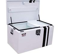 Autojack Van Storage Safe Heavy Duty Metal Steel Site Tool Chest Security Vault 550mm Key Lock with Carry Handles & Gas Struts White