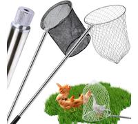 Autokcan 2 Packs Chicken Catching Net Extra Thick Poultry Fishing Net Extendable Landing Animal Catcher for Bird, Chicken, Goose, Ducks, Fish, Cat(2 Nets, 2 Poles with 3 Sections Each,46 Inches)