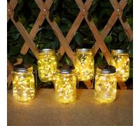 AUTOLA Solar Lantern Hanging Lights - 6 Pack 30 Led Solar Mason Jar Lights IP65 Waterproof Outdoor Solar Garden Lanterns Indoor/Outdoor Hanging Light for Patio Lawn Yard Tree Decoration