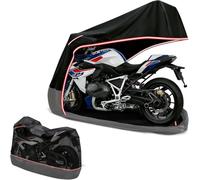 AUTOLION Full Enclosed Motorcycle Cover - Waterproof for Outdoor & Indoor Storage, 600D Heavy Duty with Reflective Strips, Fits Scooters & Touring Motorcycles up to Length 96.5" x 45" x 53"Black&Gray