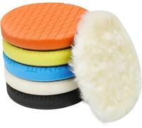 Autolock 5" Buffing Polishing Pads, 6Pcs 5.6inch 140mm Face for 5 Inch Backing Plate Compound Buffing Sponge and Woolen Pads Cutting Polishing Pad Kit for Car Buffer Polisher, Polishing and Waxing