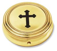 Autom Catholic Budded Cross Gold Toned Pyx Case, 2 1/4 Inch