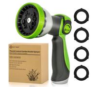 AUTOMAN Garden Hose Nozzle Sprayer - 10 Spray Patterns, Thumb Control On Off Valve, Durable Water Nozzle, Extra 4 Washers, for Watering Garden, Cleaning, Washing Car, Showering Pets