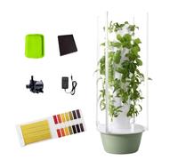 Automated Aeroponics Indoor Tower System with LED Grow Lights - Vertical Hydroponic Growing Kit for Leafy Greens, Melons, Strawberries - 5 Layer Design