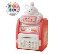 Automated Piggy Bank Machine Electronic - Animal Themed Saving Box with Interactive Features, Bill Rolling Coin Slot, Fingerprint Keypad for Young Savers, Toy Bank (Rabbit)