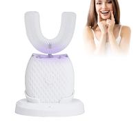 Automatic 360° Electric Toothbrush, Ultrasonic U Type Electric Toothbrush, Teeth Whitening Brush Wireless Electric Tooth Clean Brush Adults Electric Lazy Toothbrush,Whitening, Rechargeable (White)